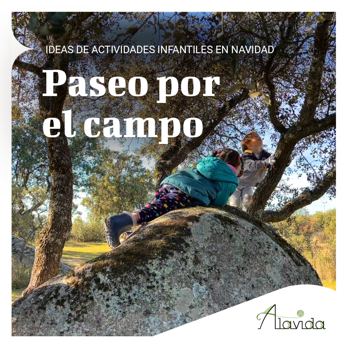 Alavida, ideas de actividades infantiles en navidad, paseo por el campo, autonomia infantil, disfrute del camino, observación de las estaciones